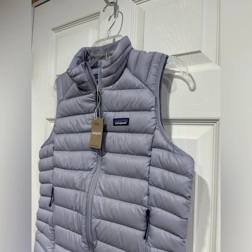 Patagonia Women's XXL Down Sweater Vest Puffer Puff Herring Grey Purple NWT - Picture 2 of 6
